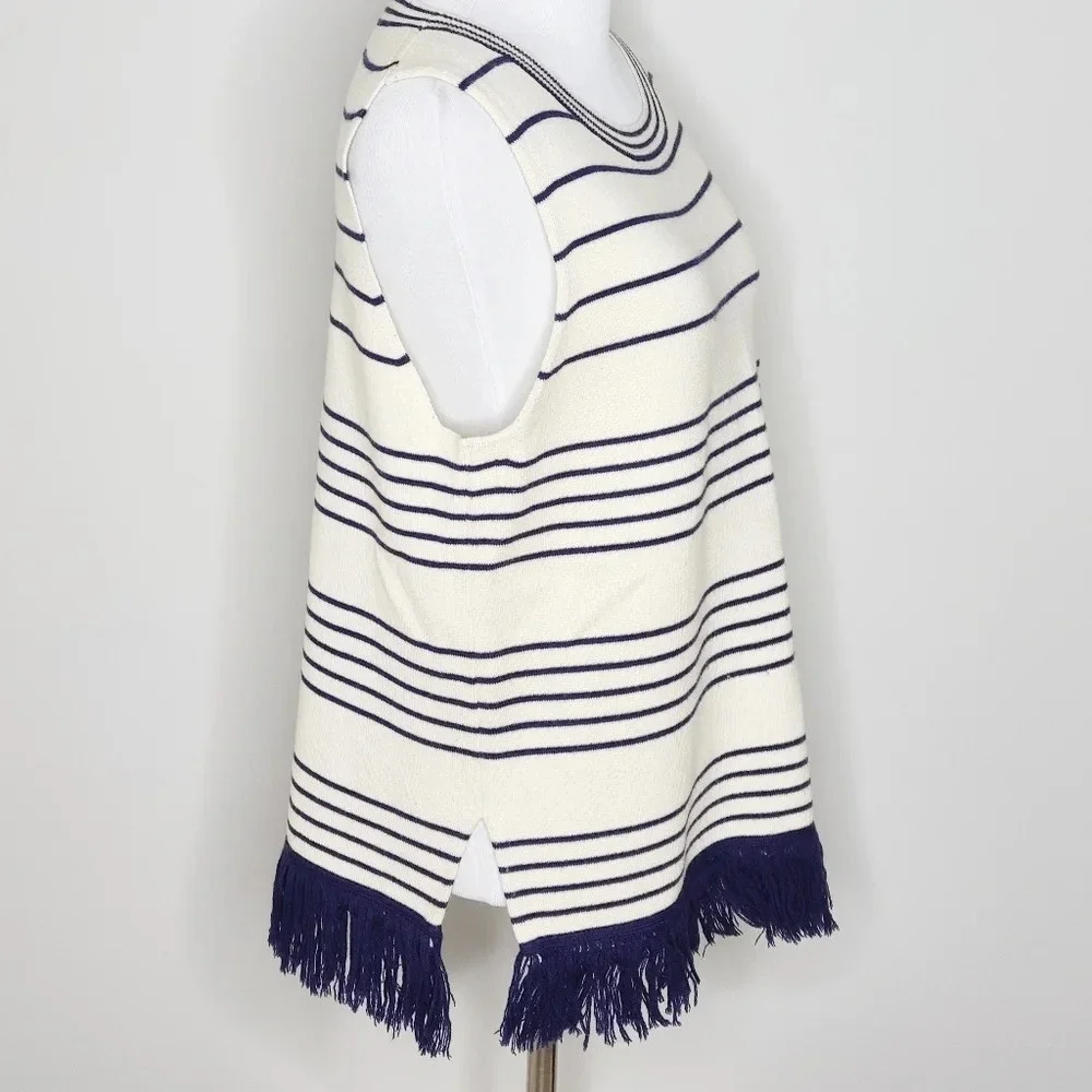 J. Crew Fringed Boatneck Striped Shell Tank M